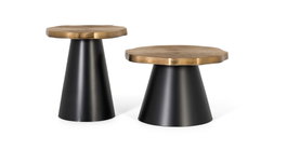 GINER Y COLOMER Lote de 2 Mesas de Centro Metal Negro y Cobre Envejecido 62 cm y 50 cm